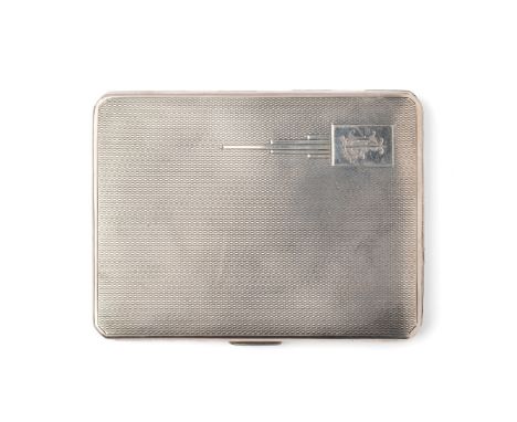 A silver cigarette case with engine turned decoration, hallmarked Birmingham. Weight 172.5g.