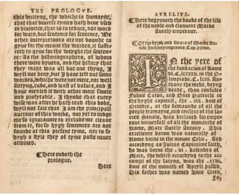 Guevara (Antonio de). [The Golden Boke of Marcus Aurelius Emperour and eloquent oratour, London: Thomas Berthelet, 1553], lac