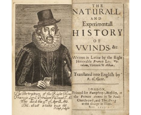 Bacon (Francis). The Naturall and Experimentall History of Winds, &amp;c., Translated into English by R.G. Gent., 1st edition