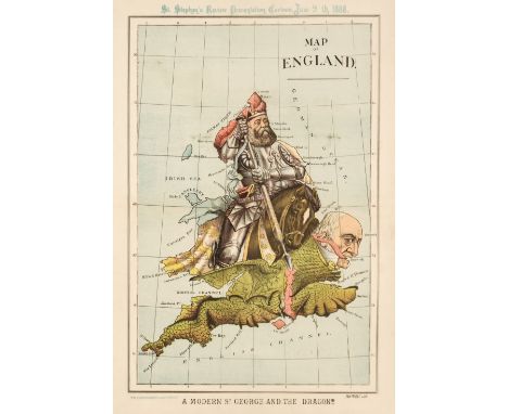 England and Wales. Merry (Tom, pseud William Mecham), Map of England, A Modern St. George and the Dragon!!!, St. Stephen's Re