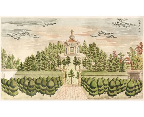 * Chinese Gardens. 13 large 20th-century decorative Chinese garden views, 3 with hand colouring, untrimmed edges, each approx