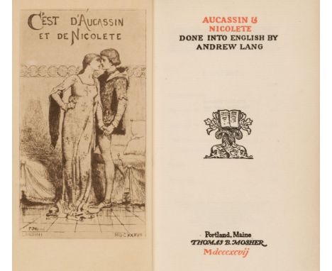 Bindings. Lang (Andrew, translator). Aucassin &amp; Nicolette, Old World Edition, Portland Maine: Thomas B. Mosher, 1897, etc