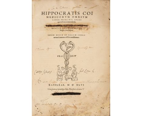 Hippocrates. Hippocratis coi medicorum omnium longe principis, Opera quae ad nos extant omnia, Basel: Hieronymus Froben &amp;