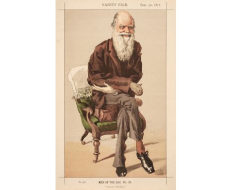* Vanity Fair. Charles Darwin "Natural Selection", September 30th 1871, colour lithograph after 'Coide', 350 x 210 mm, togeth