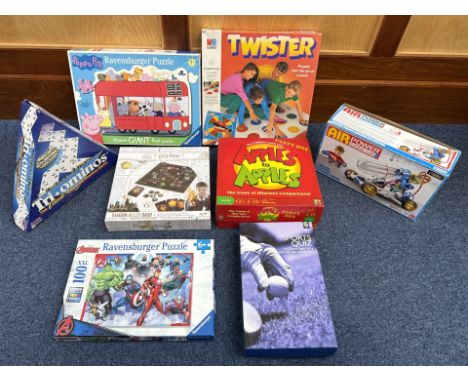 Collection of Board Games, to include Party Box, Twister, Air Power Engine Car, Tri-Ominous, Peppa Pig, etc.