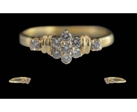 Ladies 18ct Gold Diamond Set Ring, Of Pleasing Design. Marked 18ct to Interior of Shank. Marked 18ct to Interior of Shank. We