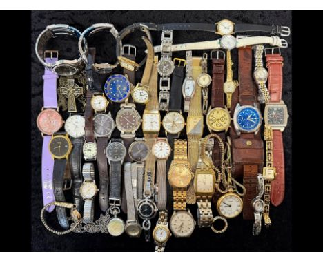 Box of Ladies &amp; Gentlemen's Wristwatches, bracelet and leather straps, various makes to include Rotary, Seksy, Sekonda, A