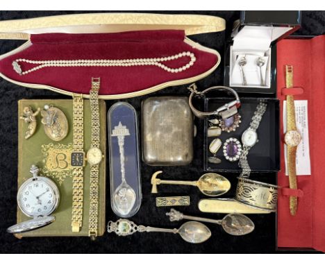 Bag of Mixed Collectables. Includes Jewellery, Penknife, Watches, Cigarette Case, Book etc.