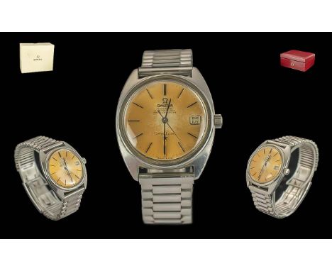 Omega Constellation Gent's Stainless Steel Automatic Chronometer Wristwatch.  Features pale orange dial, just date display wi