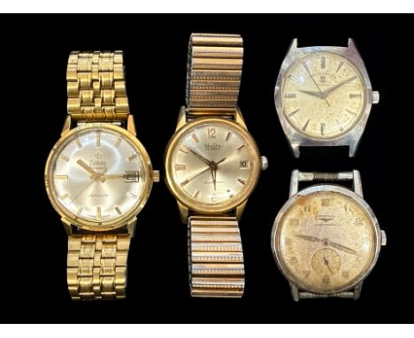 Four Gents Wristwatches, Spares Or repair, To Include A Longines Automatic, Zodiac Automatic, Mu Du Automatic And A Manual Wi
