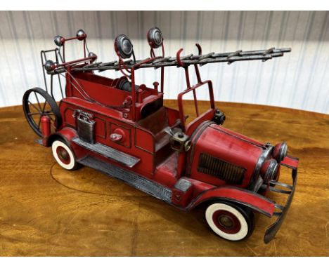 Vintage Tin Plate Fire Engine, measures approx. 14'' long.