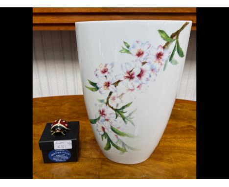 Royal Worcester 'Language of Flowers'  Vase, oval form, decorated with blossom flowers.  Height 12''.  Together with Treasure