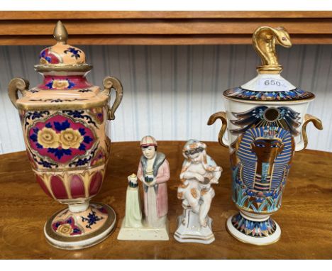 Small Mixed Lot of Pottery, to include Two Vases with Covers, the golden vase of Tutankhamun limited edition, a Noritake vase