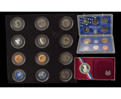 2004 Morgan Mint Ultimate Nickel Collection,  Together With A Proof 1983 Olympic Silver Dollar And 2000 United States Mint Pr