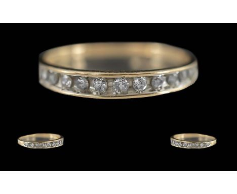Ladies 18ct Gold Diamond Set Half Eternity Ring, Full Marks to Interior of Shank. The Well Matched Diamonds of Very Good Colo