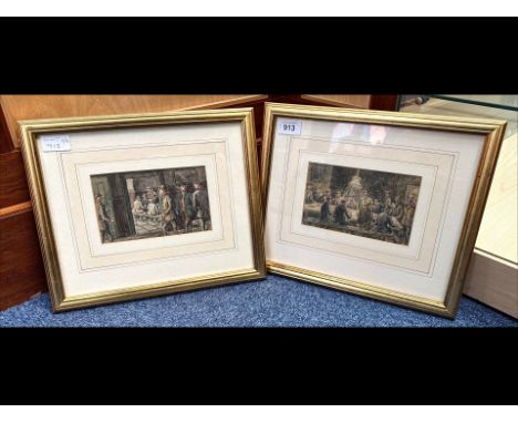 George Anderson Short (British 1856-1945). 02X original watercolours.  Image sizes 4.25'' x 6.50'' (11cm x 16cm), framed size