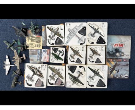 Atlas Editions Boxed Military Aircraft, small scale models for adult collectors, 12 in total, with display stands.  Appear un