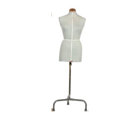 A 1930s ladies mannequin in green cloth, height 146cm