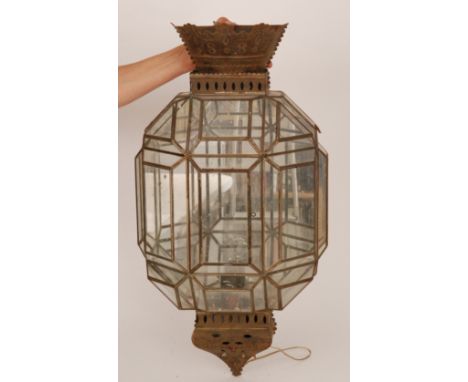 A set of three mid 20th Century wall candle lights enclosed by projecting glazed fronts and a similar wall light (4) 