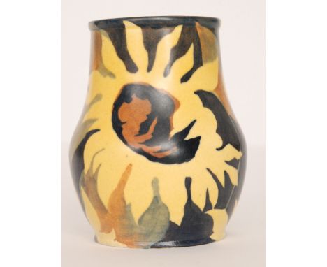 A Carlton Ware Handcraft Sunflower pattern 3996 vase decorated with a large sunflowers, printed script mark, height 12cm