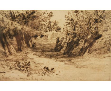 SIR FRANCIS SEYMOUR HADEN (1818-1910) - 'Thames Ditton', etching, signed and titled in the plate, signed in pencil, framed, 1
