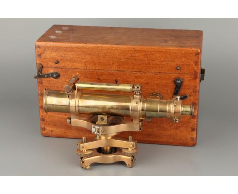 Brass Surveyors Level English, engraved 'T Cooke &amp; Sons Ltd, London &amp; York' and 'Cooke's Reversible Level' in mahogan