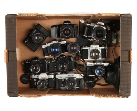 A Selection of Various SLR Cameras, including Olympus OM20, Asahi Pentax S1, Nikon F80, Yashica FX-3 and more ( a lot)