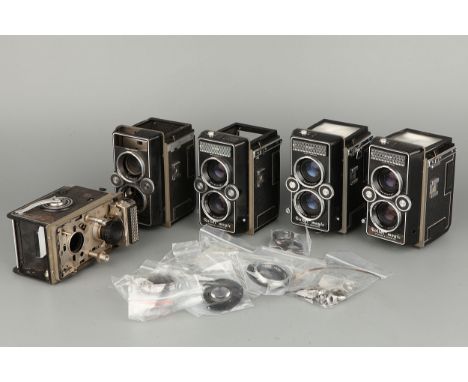 Five Rollei Magic TLR Cameras, for parts / repair, AF (a lot)