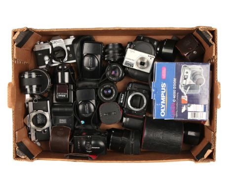 A Selection of Various Cameras, including Olympus MJU Zoom 115, Olympus OM-2, Olympus XA2 and more, AF (a lot)