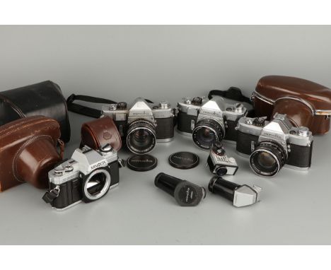 Four Minolta SLR Cameras, including SR-1, SR-3, SR-2 and X-300, with a small quantity of other accessories (a lot)