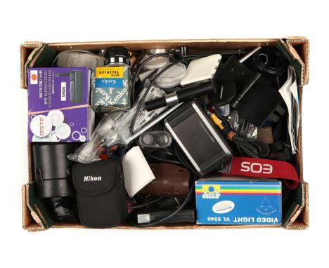 A Selection of Various Camera Accessories, including Epson P-3000 &amp; Nikon Coolwalker MSV-01 storage viewers, lens caps, b