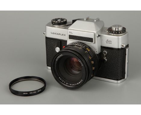 A Leica Leicaflex SL SLR Camera, chrome, serial no. 1199133, with Leitz Summicron-R f/2 50mm lens