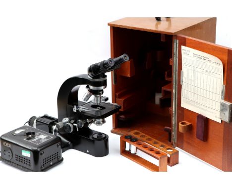 Leitz Dialux Microscope, Leitz Dialux Microscope, Circa 1950's, serial No.492576, the black painted body with binocular head,