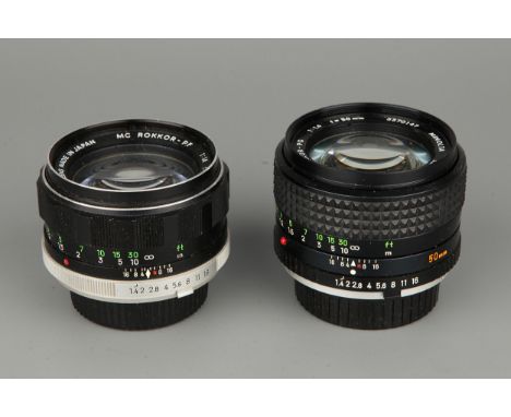 Two Minolta Lenses, including MC Rokkor-PG f/1.4 50mm and MC Rokkor-PF f/1.4 58mm (2)