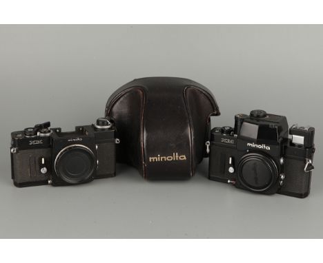 A Minolta XM SLR Body, serial no. 2127001, together with Minolta XK body, lacking finder, with one maker's case (2)