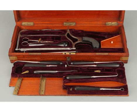 Surgical Instrument Set English, C.1880, signed on the case and tools 'John Weiss &amp; Son, 62 Strand London' , set includes