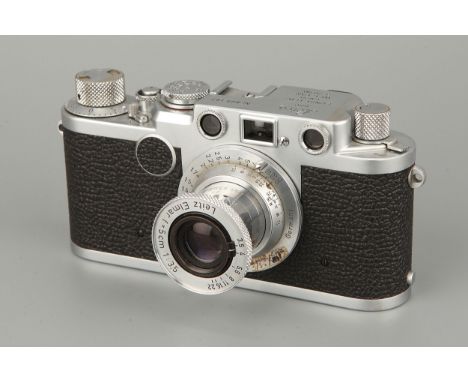 A Leica IIf Rangefinder Camera, chrome, serial no. 809187, with Leitz Elmar f/3.5 50mm lens, chrome, serial no. 909660