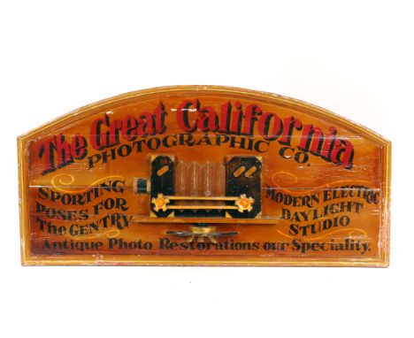 The Great California Photographic Co.' Sign, marked 'SPORTING POSES FOR The GENTRY', 'MODERN ELECTRIC DAYLIGHT STUDIO', and '