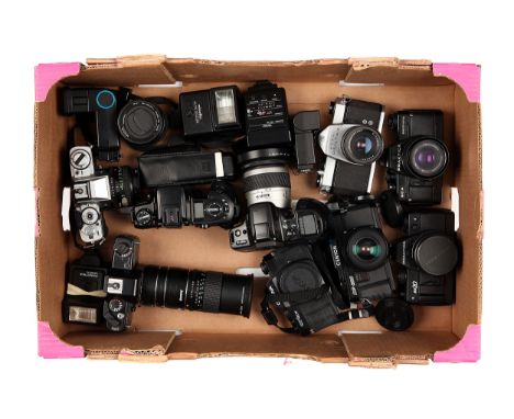 A Selection of Various SLR Cameras, including Minolta XG-M, Praktica BCA, Asahi Pentax SP500 and more, some with lenses (a lo