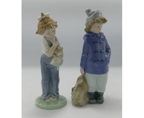 Nao Porcelain figures of Children: height of tallest 20cm(2) 