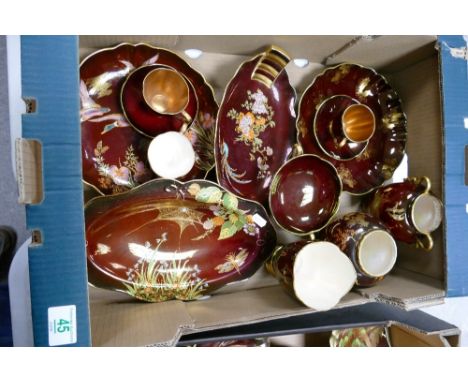 A collection of Carltonware Rouge Royale items to include:  Handled dishes, bowls, Coffee Cups &amp; saucers, Handled vases, 