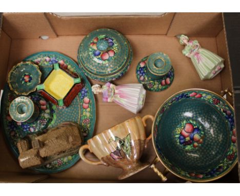 A mixed collection of ceramic items: to include Minton Rotique items, Royal Doulton art deco ash tray etc 