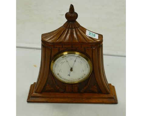 Carved Wooden  Barometer in form of Military Tent: height 33cm, with carved images of Boar War Rifles &amp; Pith Helmets 