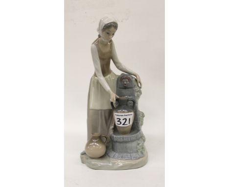 Lladro/Nao large figure of a lady collecting water: 