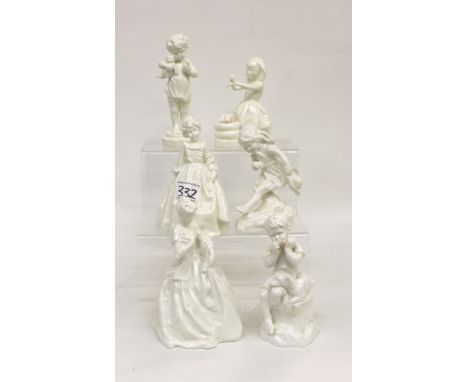 Six Royal Worcester Blanc de Chine child figurines: 