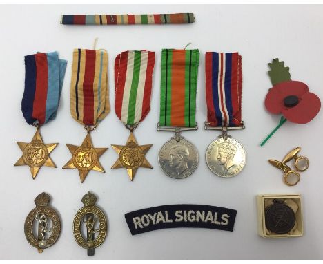 WW2 British Medal group consisting of 1939-45 Star, Africa Star, Italy Star, Defence Medal and War Medal. All complete with o