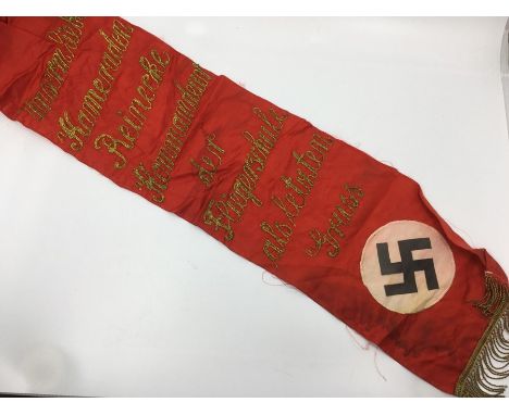 WW2 Third Reich Funeral Sash for General Reinecke, Commander of Hildesheim Airbase. 72cm in length. Machine embroidered gilt 
