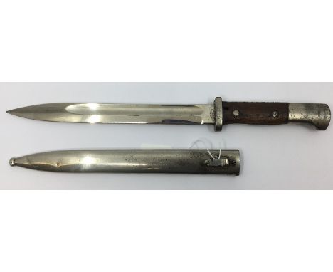 WW1 Imperial German S84/98 Bayonet. Chrome plated single edged fullered blade 250mm in length, maker marked "Bontgen &amp; Sa