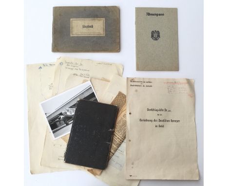 WW2 Third Reich Luftwaffe Log Book &amp; Archive of General Major Karl-Henning Von Barsewisch. This archive includes: Flugbuc