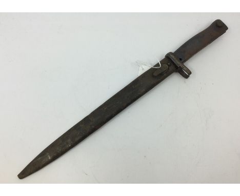 WW1 Imperial German / Turkish Ersatz bayonet with single edged 315mm long blade, no makers markings. Steel hilt. Complete wit